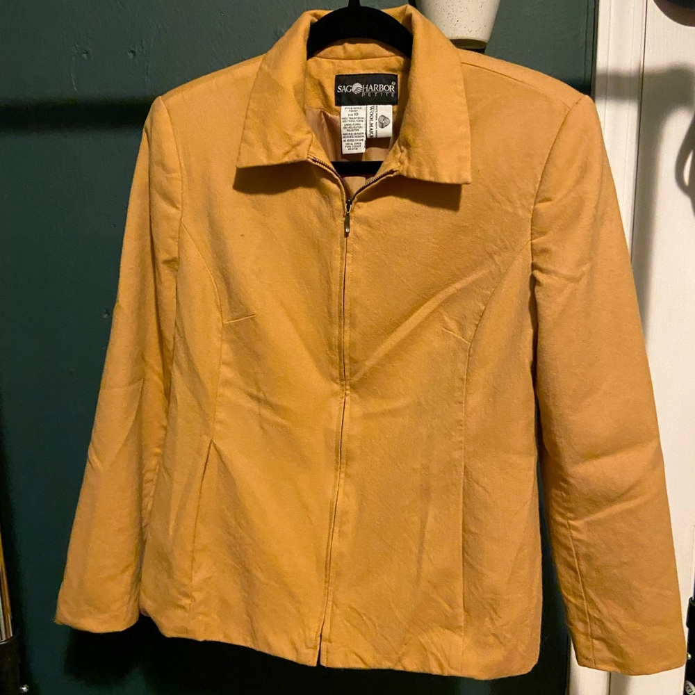 VINTAGE! Sag Harbor 100% Wool Zip Blazer with Shoulder Pads